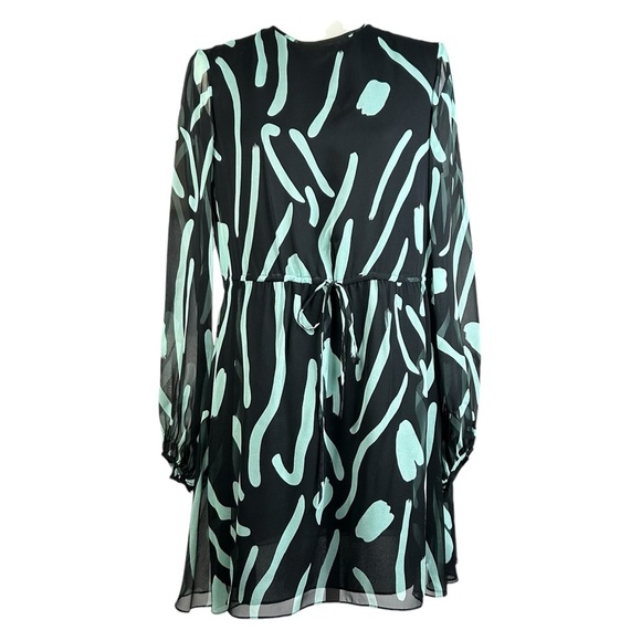 Diane Von Furstenberg Silk Mini Dress 6 Drawstring Waist Lined FLAW - Picture 2 of 13
